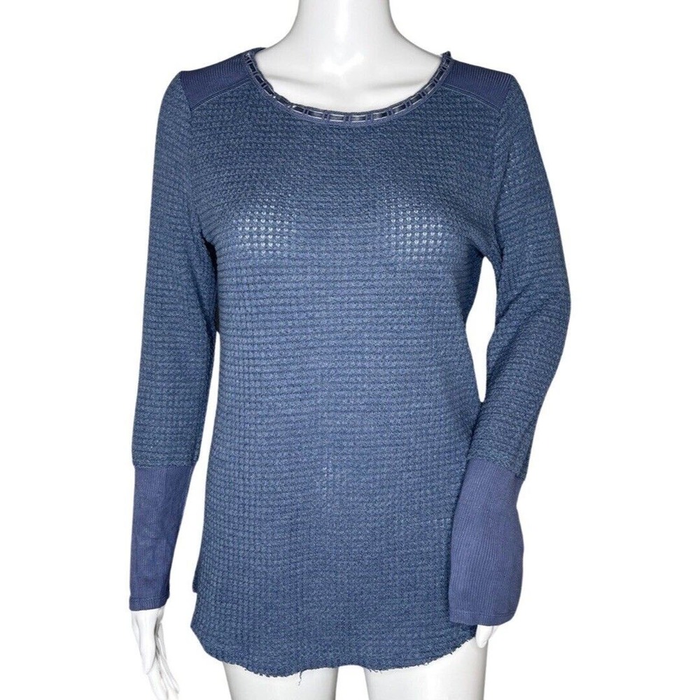 Sundance Shirt Womens Small‎ Blue Ribbed Knit Thermal Lightweight Casual Lounge